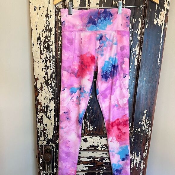 Girls Old Navy Power-soft tie dyed splatter leggings size XL 13-16 - Picture 1 of 8